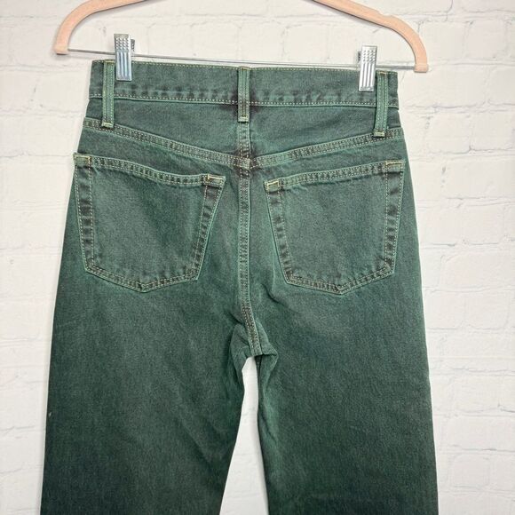 NEW Re/Done dark green high rise button fly straight leg jeans size 24 - Picture 5 of 12